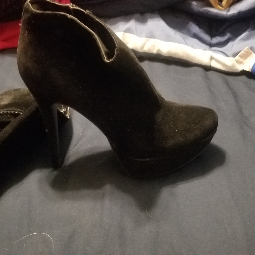Black velvet ankle boots